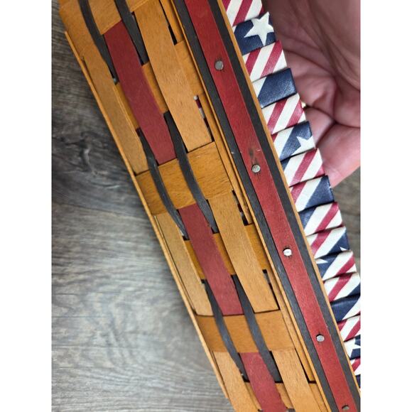 Longaberger 1994 American Blue Red Long Narrow Basket Liner Protector 12" - Picture 4 of 6